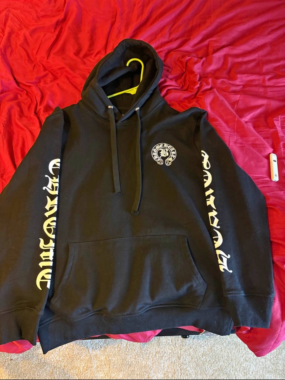Chrome hearts Black Graphic Pullover Hoodie with Sleeve Script